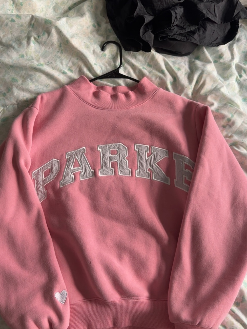 Parker Pink Crewneck Sweatshirt with Appliqué